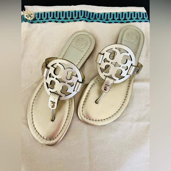 TORY BURCH Metallic Miller Sandal Spark Gold Sz 6 *New without box* - Picture 6 of 10